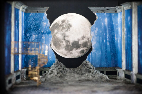 set design with moon